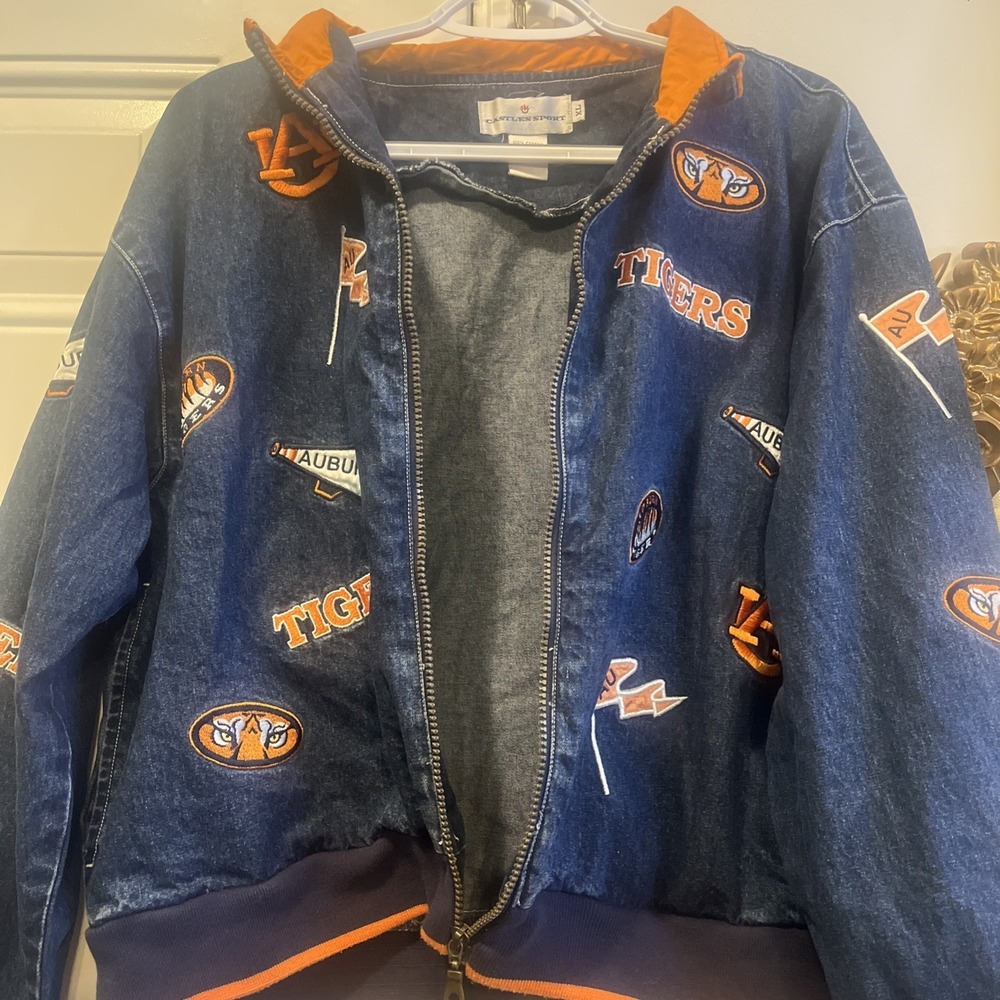 Auburn University Vintage Embroidered Patch Jean Jacket Auburn Tigers XL NCAA - Picture 5 of 11